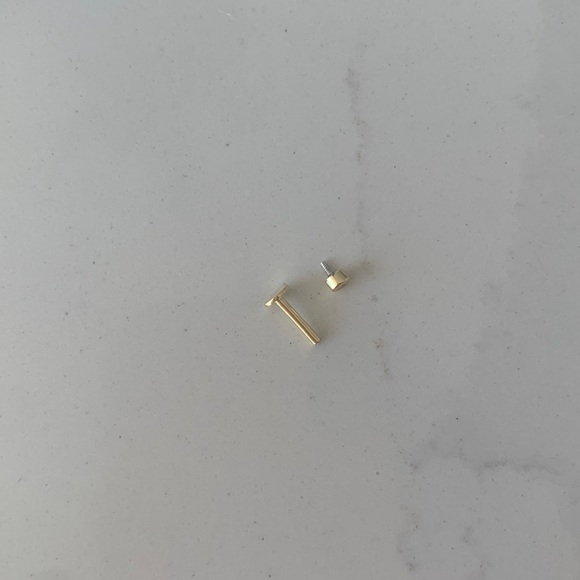 Gold plated sterling silver Cartilage Earring crystal flat back CZ cubic - Picture 3 of 5